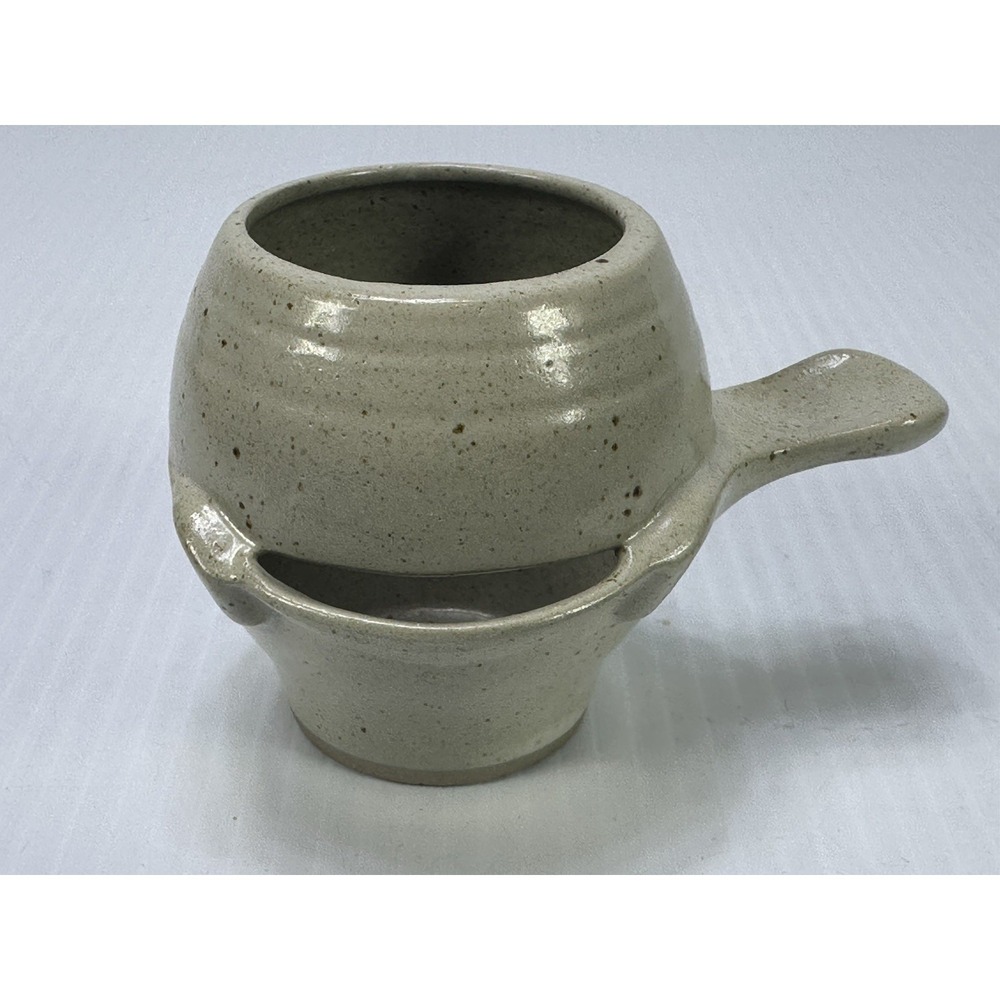 Vintage Caves De Bordeaux Pottery Egg Separator Guernseyโ C.I. Signed Beige